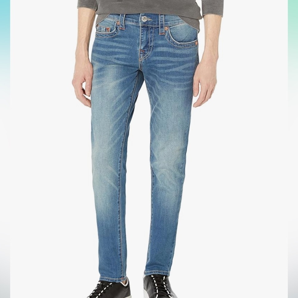 True Religion Rocco Relaxed Skinny Button Fly Faded Blue Slim Jeans size 31